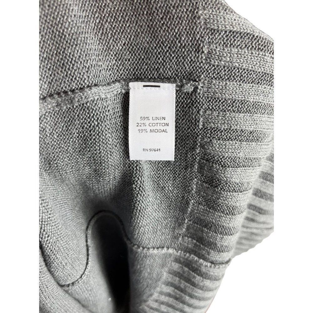J. Jill Linen Blend Midi Dress Gray XS Petite Lagenlook Oversized Short Sleeve - Picture 9 of 10